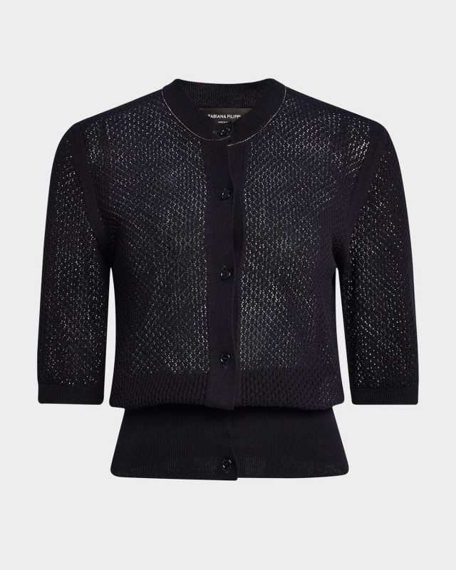 Mesh-Knit Cotton Cardigan